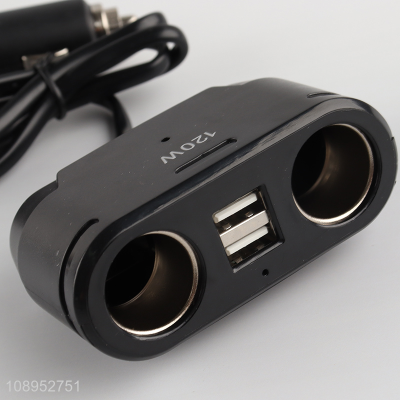 Best Selling 120W 2 Socket Cigarette Lighter Plug Splitter Car Charger Adapter