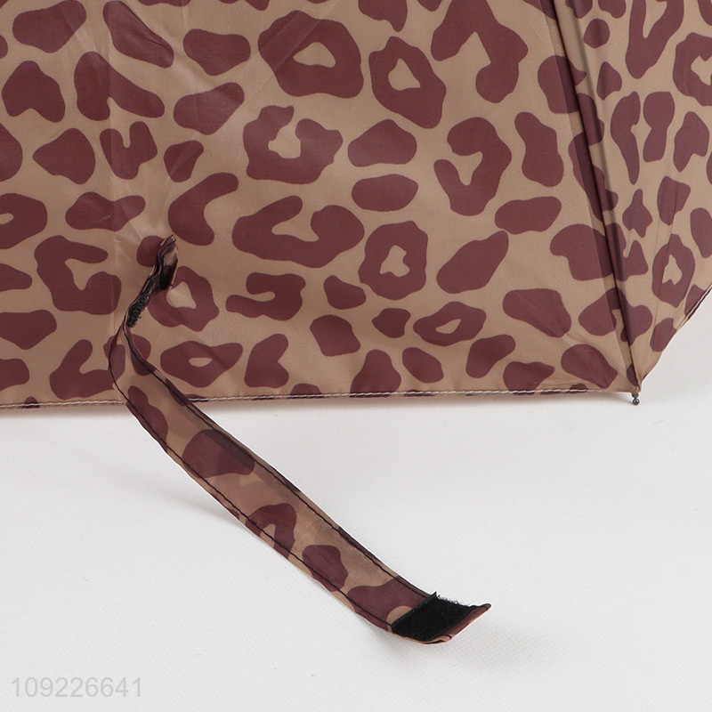 New Arrival Leopard Print Umbrella Foldable Windproof Umbrella For Women