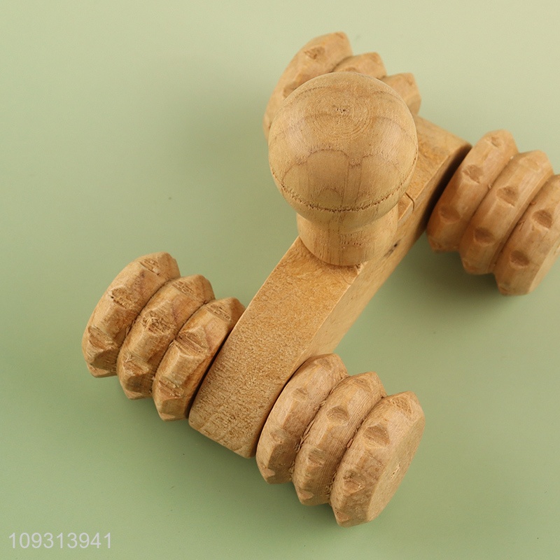 Best selling 4 Wheels Wooden Car Roller Relaxing Hand Massage Tool