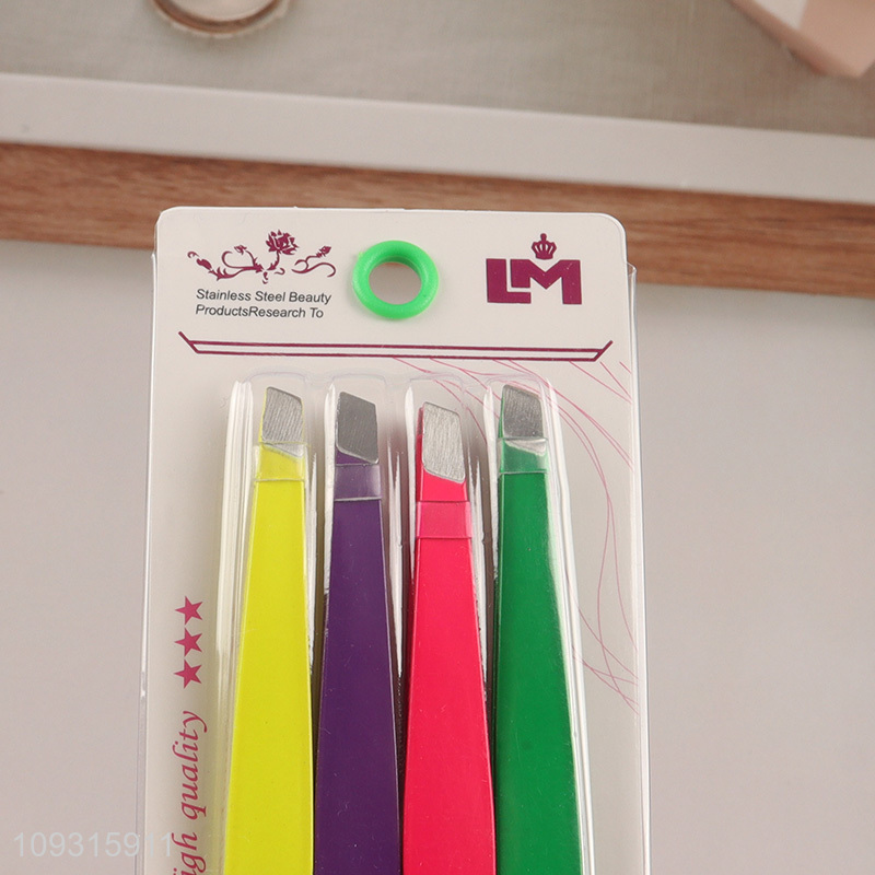 Good quality 4pcs eyebrow tweezers for makeup tool