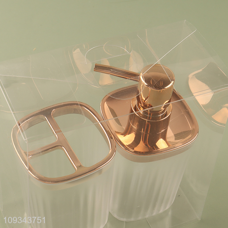Top sale bathroom liquid soap bottle toothbrush holder set
