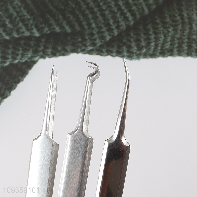 Top products 3pcs blackhead removal tweezers acne needle