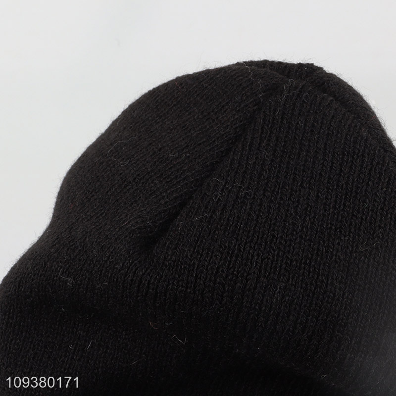 Best selling black simple knitted hat beanies hat