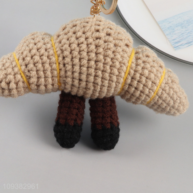 Wholesale Cute handmade Crochet Croissant Keychain