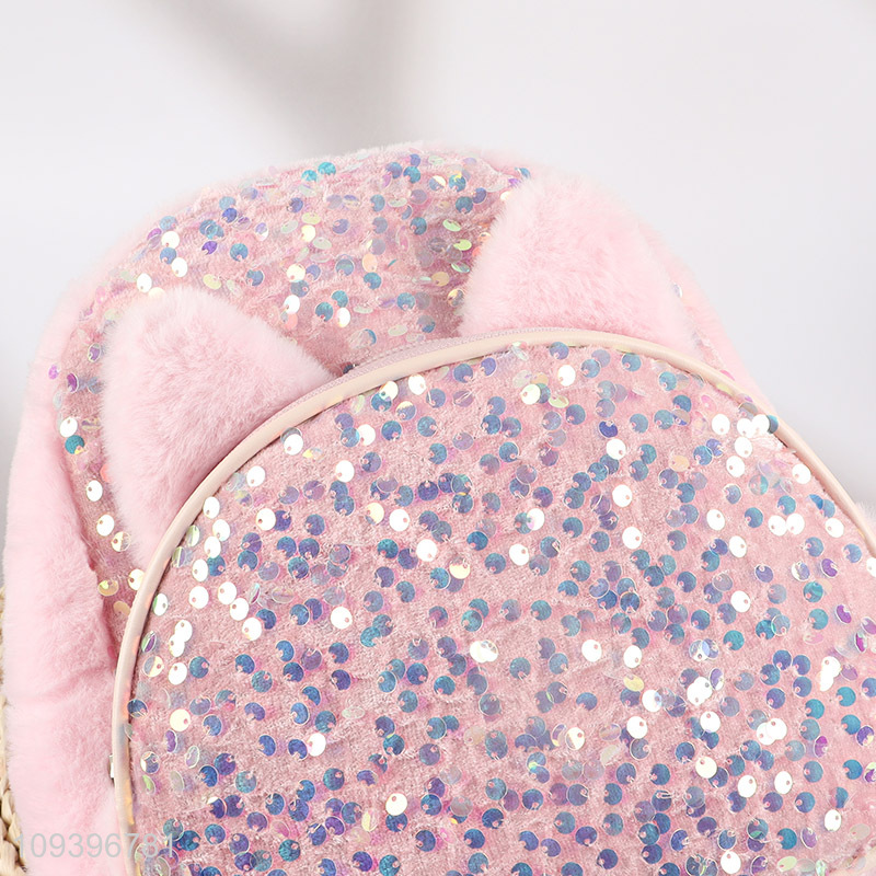 China supplier pink plush girls mini school bag