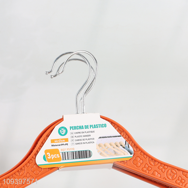 Top sale 3pcs non-slip plastic clothes hangers
