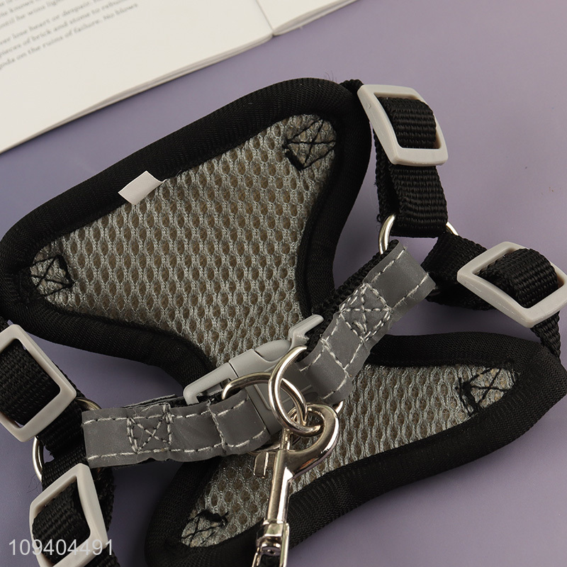 Top sale black adjustable dog harness and leash set