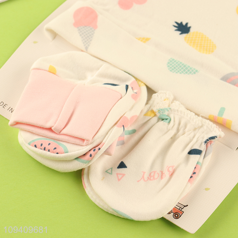 Good quality 100% cotton baby hat set