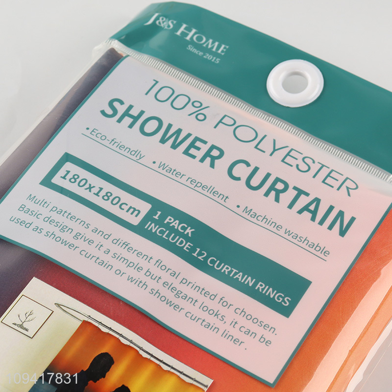 Polyester Shower Curtain Include 12 Curtain Rings