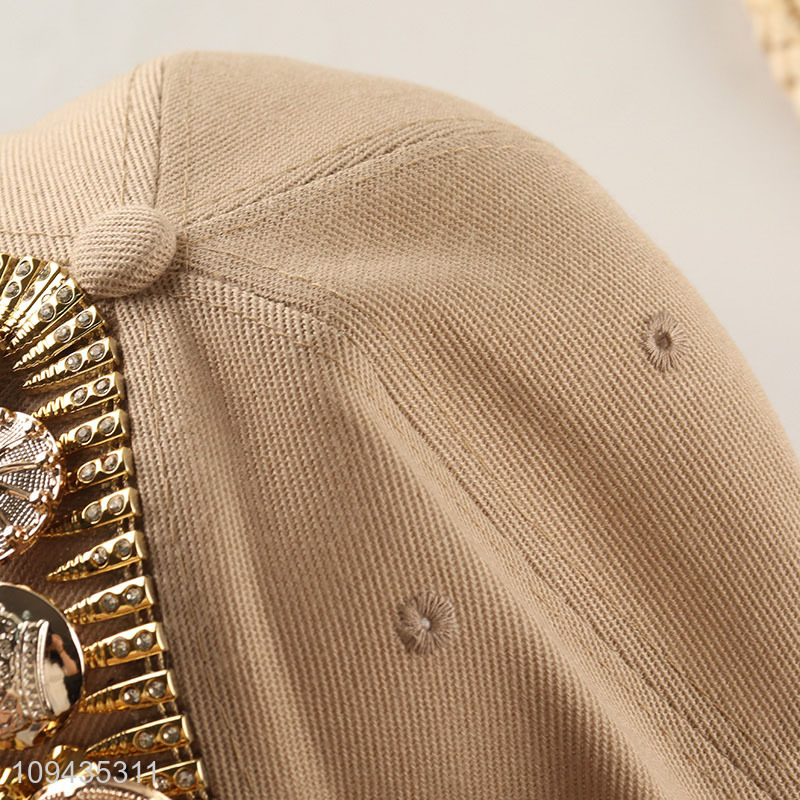 China products fashion rhinestone lion head studded baseball cap