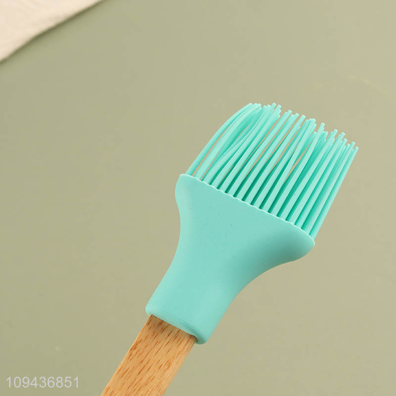 Wholesale wooden handle silicone oil brush for kitchen