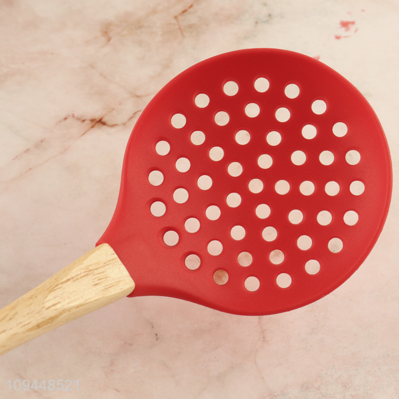 New product wooden handle silicone skimmer spoon