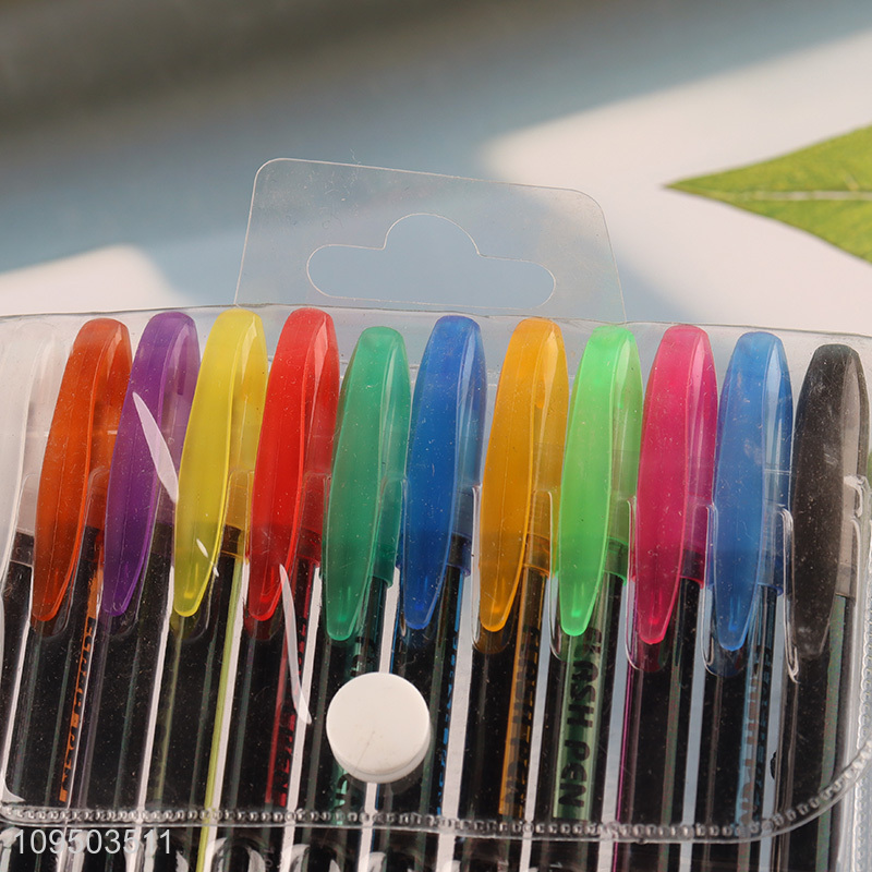Yiwu market 12pcs school stationery flash pen set