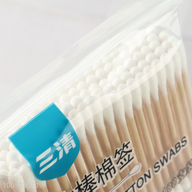Yiwu market 100pcs wooden stick cotton swabs